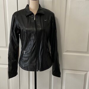 Nike Women's Sleek Black Pleather Jacket, Medium/Large